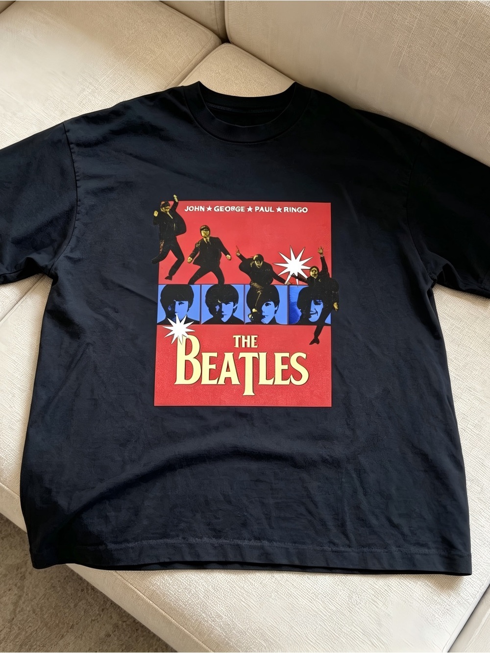 The Beatles Vintage Band Poster Retro Rock Black Women Men T-shirt Unisex
